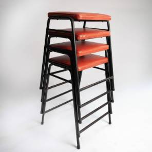 A Set of 4 Industrial Stools